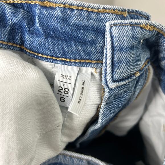 LOFT Petite High Rise Wide Leg Jeans Bright Mid Indigo Wash 28/6 - Picture 10 of 12